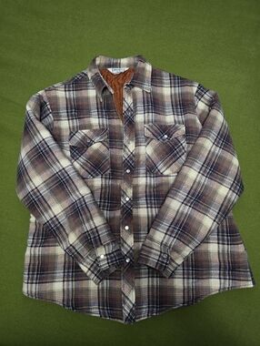 Vintage Men's Brown Plaid Flannel Shirt Jacket